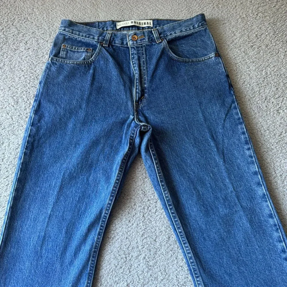 Vintage Arizona Jeans Mens 34x32 Blue Straight Denim Pants Work Outdoor Original